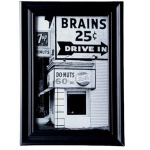 Funny sign brains store frame photo print punk rock metal oddity oddities unique